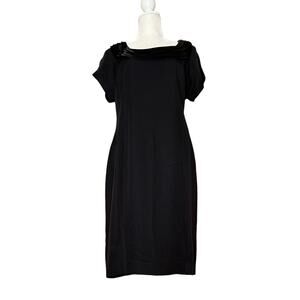 Vintage 90s VIRGO II cocktail sheath dress Short Sleeve Knee black Size 10